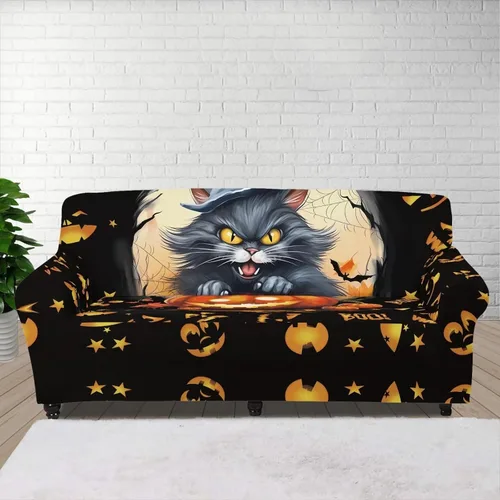 Vista 87 de Funda de sofá con diseño de árbol de bandera estadounidense para sofás y sofás, decoración navideña, funda antideslizante para sofá de 1 cojín