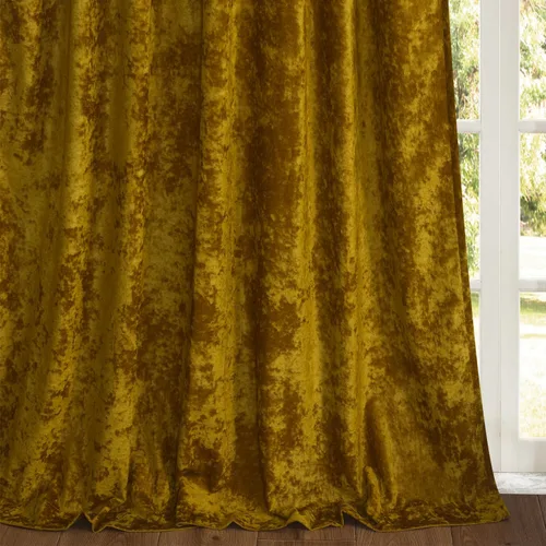 Vista 4 de Cortinas de Terciopelo Chartreuse Aplastado de Lujo Juego de 2 Paneles - 84 pulgadas de Largo para Oscurecer la Habitación Cortinas de Terciopelo