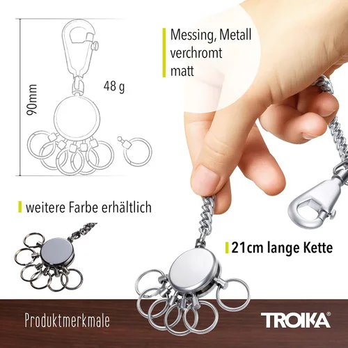 Vista 4 de Troika Llavero de cadena de patente con 6 anillos (KR1060MA)