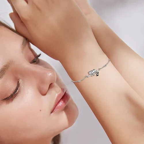 Vista 6 de ONEFINITY Pulsera de plata de ley 925 con pandapandallama panda rojo panda panda joyería para mujeres y niñas