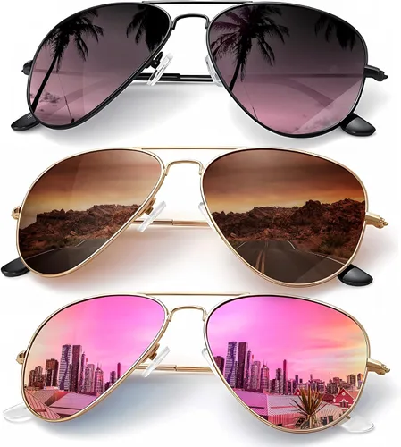 Vista 14 de KALIYADI Classic Aviator Sunglasses for Men Women Driving Sun glasses Polarized Lens UV Blocking Negro