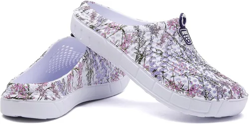 Vista 2 de CERYTHRINA Zapatos de jardín, zuecos de secado rápido, pantuflas para caminar, ligeras, para la lluvia, playa, verano, piscina, zapatos de agua