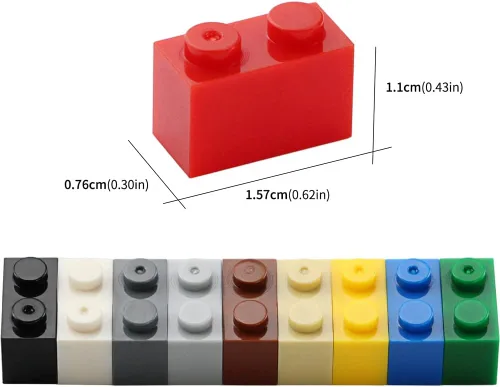 Vista 5 de Ladrillos de 1 x 2 a granel, 450 piezas multicolores clásicas básicas, construcción creativa, juego de bloques, accesorios de juguete compatibles