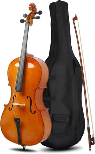 Vista 12 de Ktaxon Violonchelo 3/4, juego de violonchelo acústico para principiantes con bolsa portátil, arco, colofonia, puente, instrumentos musicales de Negro