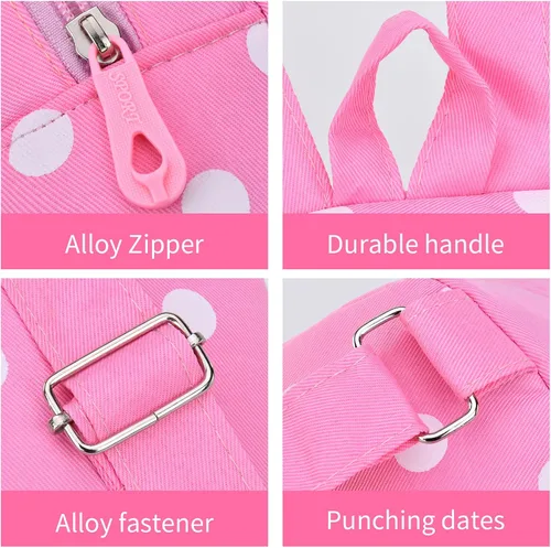 Vista 5 de Suerico - Mochila con muñeca de felpa para niños pequeños, mochila de viaje para bocadillos, para preescolar, al hombro, regalo para niños, Rosa