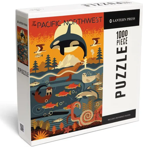 Vista 2 de Lantern Press Pacific Northwest Orca Puzzle, 1000 piezas