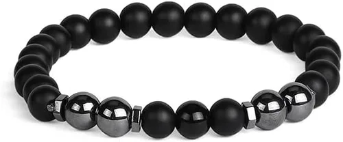 Vista 6 de Tobillera de obsidiana negra antihinchazón, ajustable, con drenaje linfático, pulsera de obsidiana negra, pulsera de obsidiana magnética