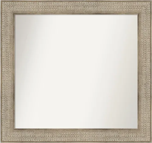 Vista 81 de Amanti Art Espejo de baño plateado para sobre fregadero, 26 x 26 pulgadas, espejo cuadrado de níquel pulido, marco de madera tradicional mediano, se