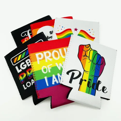 Vista 4 de 12 fundas para enfriadores de latas de arcoíris del mes del orgullo – Love Gay LGBT Trébol Cerveza Bebida Suministros Decoraciones Favores