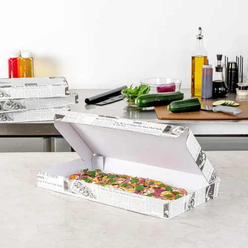 Vista 23 de Restaurantware - Cajas para pizza, 50 unidades, 14 x 7 x 1.5 pulgadas, embalaje de papel de cartón corrugado con bloqueo de pestañas, resistente a