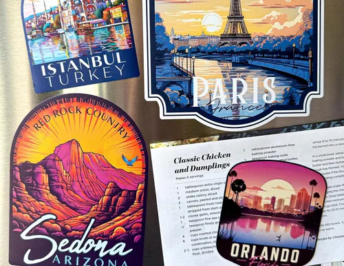 Vista 3 de Four Bridges Ohio Souvenir 2-Inch Magnet Script Design 2 Pulgada Imán