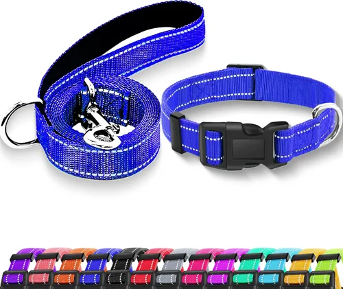 Vista 9 de Collar reflectante para perro con hebilla de bloqueo de seguridad, collares de nailon suaves y transpirables ajustables para perros pequeños Negro