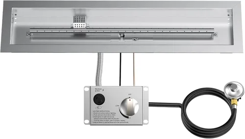 Vista 8 de Kit de quemador empotrable de hoguera Skyflame de acero inoxidable redondo de 19" con detección de llama, encendido electrónico por chispa, conjunto