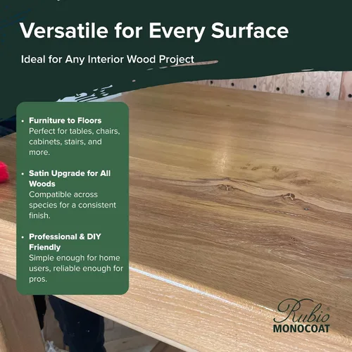 Vista 5 de Rubio Monocoat SheenPlus 2,080 ft² Potenciador de brillo con aspecto satinado 0% COV y acabado de madera para superficies interiores, muebles