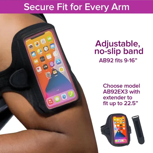 Vista 6 de Tune Belt AB92 Brazalete para teléfono celular para correr, compatible con iPhone 17/16/15/14/13 Pro Max, Plus, Samsung Galaxy Ultra/Plus/Note