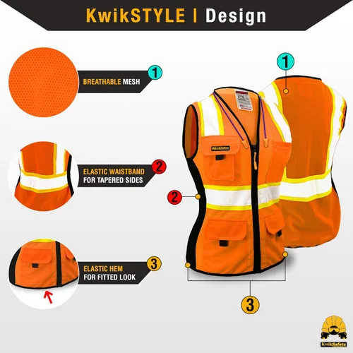 Vista 3 de KwikSafety - Charlotte, NC - FIRST LADY Safety Vest for Women, High Visibility Reflective Strips, Meets ANSI & OSHA