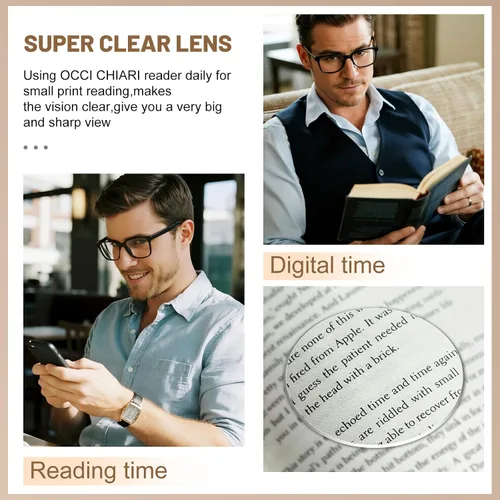 Vista 3 de OCCI CHIARI Gafas de lectura para hombre, con increíble comodidad, ultraligeras y marco completo