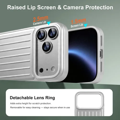 Vista 6 de ProtUTab Funda magnética para iPhone 18 Pro Max y 17 Pro Max Plateado