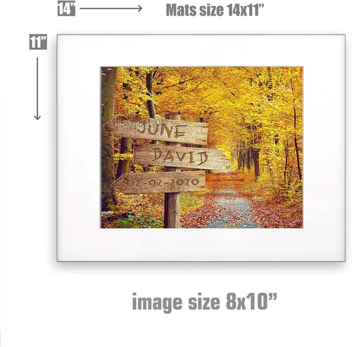 Vista 7 de Bosque Otoñal Foto o Impresiones en Lienzo Personalizadas Únicas con Nombres de la Pareja y Fecha Especial en Letrero, Regalo Perfecto