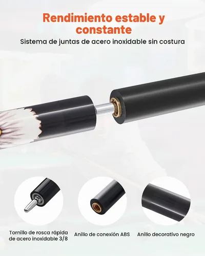 Vista 4 de VEVOR Taco de billar, palo de billar, palo de billar de 58 pulgadas con punta multicapa y anillo de conexión ABS, palos para mesa de billar
