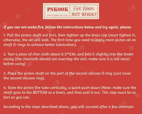 Vista 4 de PSKOOK Metal Fire Piston Educativo Campers/Supervivencia/Preppers Lección Científica