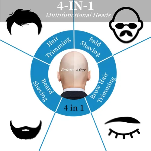 Vista 4 de Cuchilla de repuesto para cabeza de afeitadora Skull Shaver Pitbull Gold Silver Platinum PRO Shaver de repuesto de 4 cabezales, cabezales