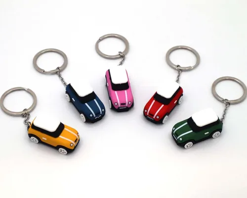 Vista 5 de Llavero con MINI Cooper (modelo de silicona), 3D OM, elegante y adorable cadena de plata (verde) (KM1-DG), Verde oscuro