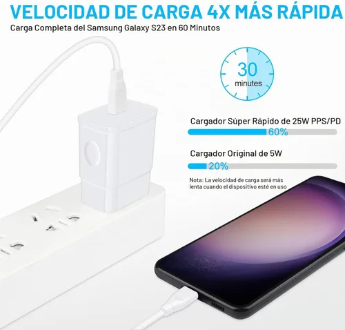 Vista 2 de Cargador rápido estupendo de 25W, cable USB del cargador de C del teléfono