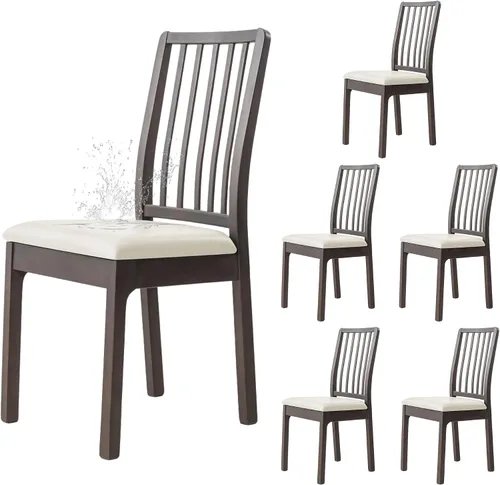 Vista 8 de Dimatic Juego de 2 fundas de asiento para silla, de piel sintética, impermeables, fundas elásticas para sillas de comedor, fundas protectoras