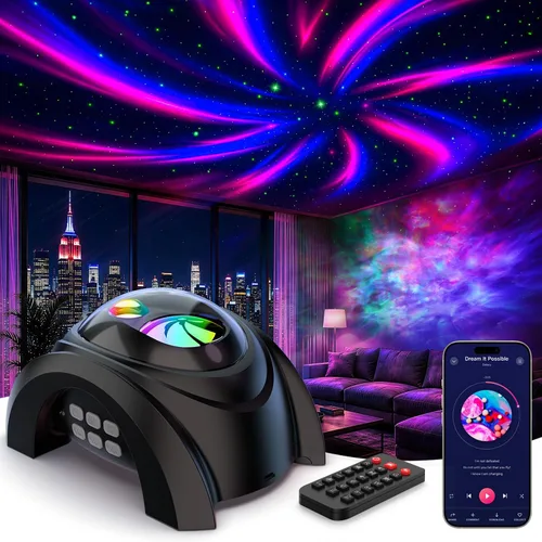 Vista 10 de Rossetta Proyector de luz nocturna con doble lente Galaxy Star Aurora para Blanco espacial