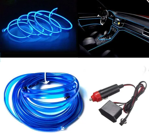 Vista 23 de MaxLax Tira de Iluminación LED de Neón Azul para Interior de Auto - 9.84 Pies de Cable EL de 12V Flexible con Protección de Fusible Integrada