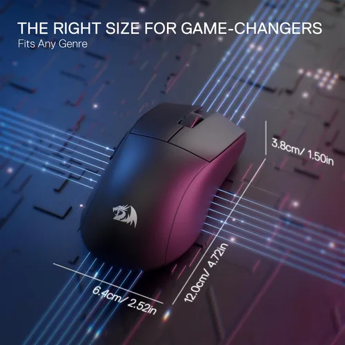 Vista 5 de Redragon M916 STD - Ratón inalámbrico para juegos de 3 modos, 49G ultra ligero 24K DPI ratones con agarre natural ergonómico, botones programables