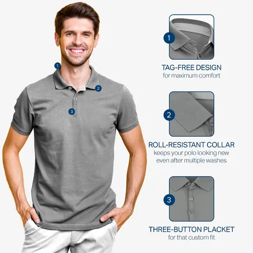 Vista 2 de Mio Marino - Polo de golf para hombre, ajuste seco, tela transpirable ultrafina