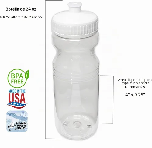Vista 2 de Rolling Sands Botellas de agua de plástico blanco transparente de 24 onzas sin BPA, juego de 10, fabricadas en Estados Unidos Claro/Blanco