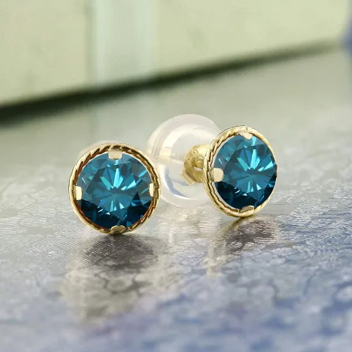 Vista 36 de Gem Stone King Aretes redondos de oro amarillo de 14 quilates con piedra natal Redondos de 0.157 in Aretes de oro para mujeres y hombres