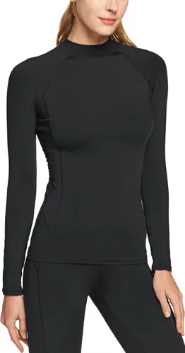 Vista 2 de ATHLIO Camisetas térmicas de manga larga para mujer, camisas de tortuga simulada, capa base de compresión con forro polar
