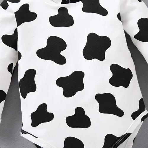 Vista 7 de Enterizo de manga larga para bebé overol de manga larga con estampado de vaca lechera ropa con capucha