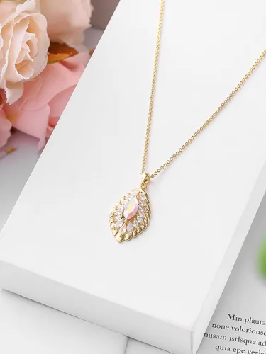 Vista 6 de Qinpan Collar colgante ovalado de cristal para mujer, chapado en globo, bisutería