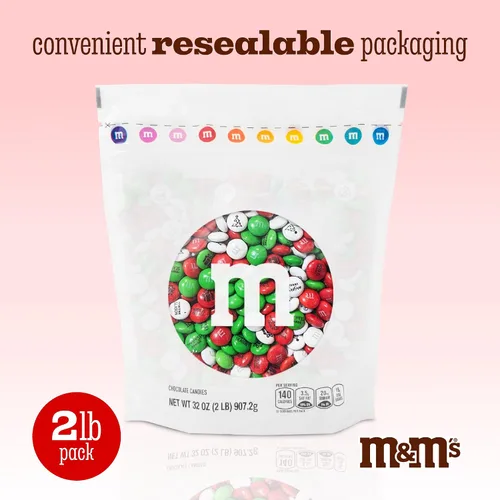 Vista 6 de M&M'S WORLD Dulces de Chocolate con Leche de Navidad - 2 Libras de Chocolate de Color Festivo a Granel Para Bolsas de Dulces de Navidad
