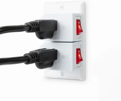 Vista 5 de Cable Matters Paquete de 3 tomas de corriente individuales con interruptor de encendido y apagado en blanco y paquete de 2 tomas de corriente de 3