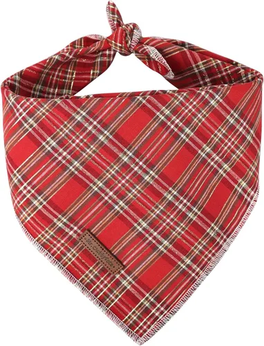 Vista 12 de MR. CHUBBYFACE - Bandana de Navidad para perro, bufanda lavable a cuadros de Navidad para cachorros, bandana ajustable para mascotas para perros
