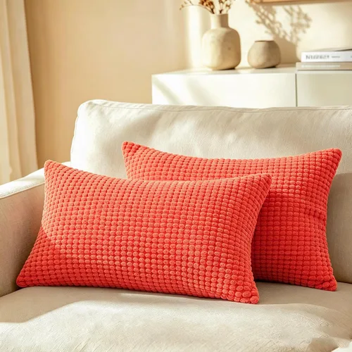 Vista 36 de CaliTime Fundas de Almohada Decorativas Paquete de 2 Cómodas de Pana Acanalada a Rayas Waffle Fundas de Cojines Decorativos para Sofá Cama