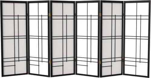 Vista 12 de Pantalla corta Eudes Shoji de 4 pies - Negro - 4 Paneles