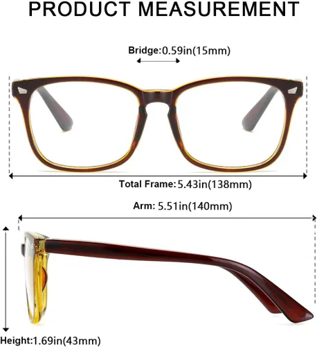 Vista 4 de Gafas cuadradas unisex con estilo sin receta