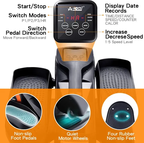 Vista 4 de Under Desk Elliptical Machine, Leg Exerciser for Seniors Adults, Adjustable Speeds Elliptical Trainer with Remote, Quiet & Portable Mini Seated