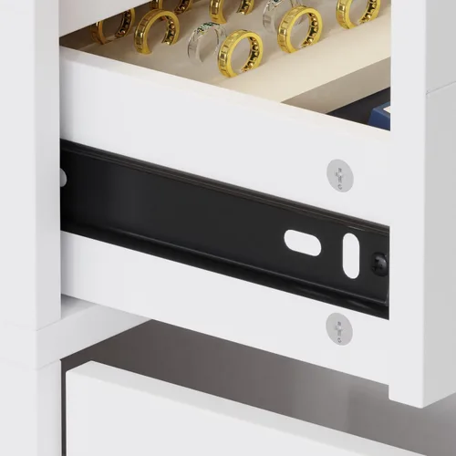 Vista 7 de Armoire - Armario de isla para dormitorio, isla con cajón de vidrio y 3 puertas, isla de cristal para dormitorio, guardarropa, tienda blanca