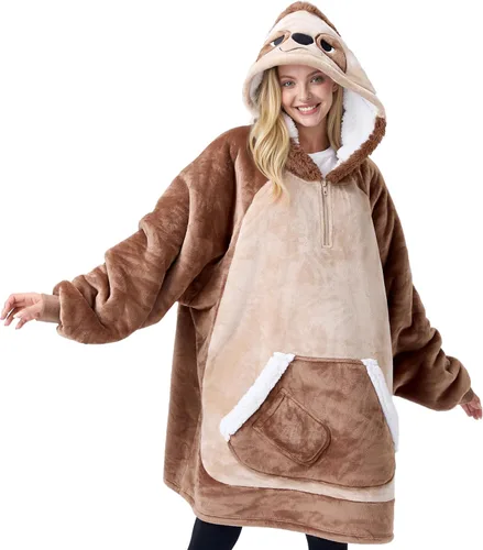 Vista 9 de Giggling Getup Manta Vestible con Capucha para Mujeres y Hombres Manta con Capucha Vestible de Forro Polar Sherpa Sudadera Manta Vestible Sherpa
