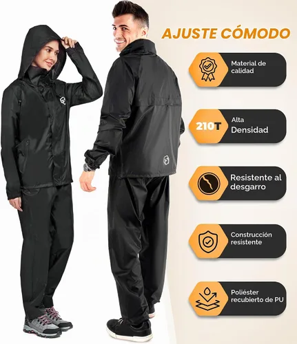 Vista 3 de Foxelli - Traje de lluvia ligero, plegable, impermeable, para mujeres