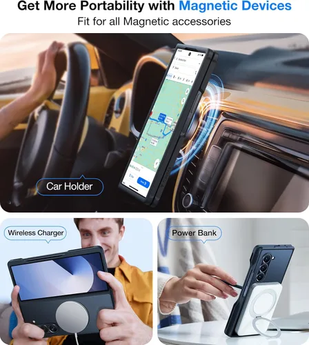 Vista 7 de TORRAS Funda magnética a prueba de golpes compatible con Samsung Galaxy Z Fold 6 con soporte para S Pen [compatible con Magsafe]