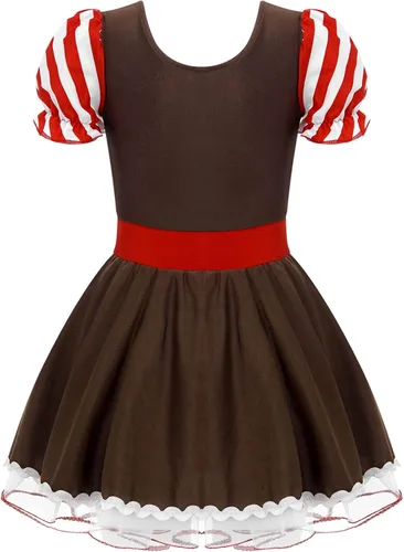 Vista 2 de Linjinx Disfraz de hombre de jengibre para niñas, disfraz de Navidad para Halloween, cosplay, fiesta de Navidad